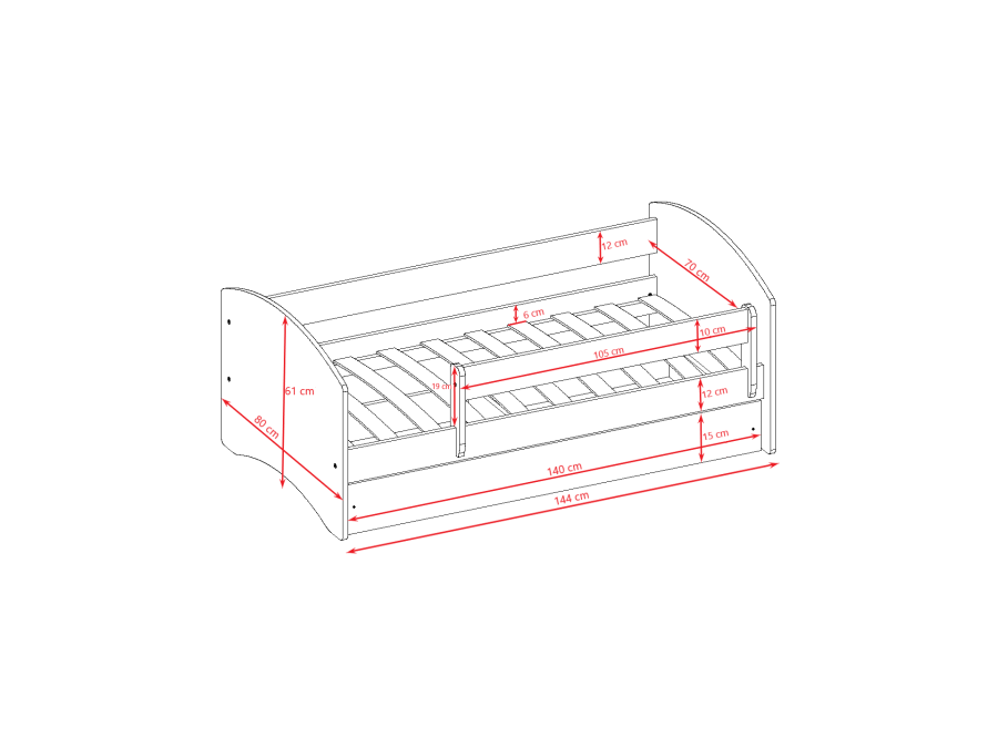 KOCOT KIDS Seng babydreams grn edderkopmand med skuffe med madras 140/70