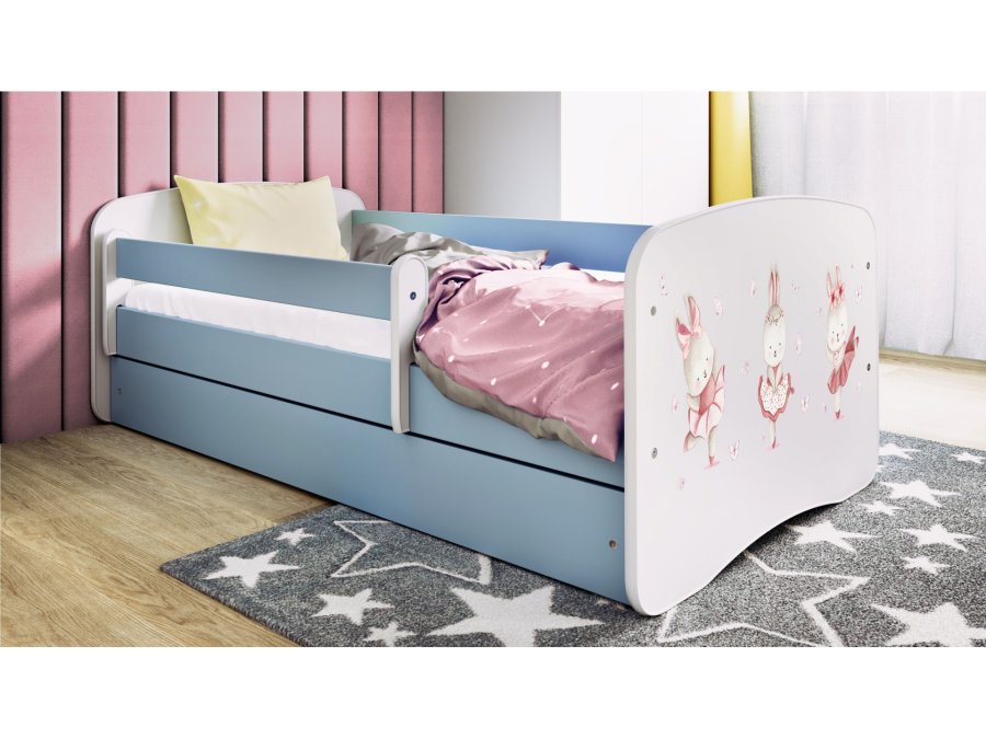 KOCOT KIDS Seng babydreams bl kaniner med sommerfugle uden skuffe med madras 180/80