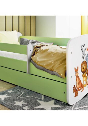 KOCOT KIDS Seng babydreams grnne dyr med skuffe med madras 160/80