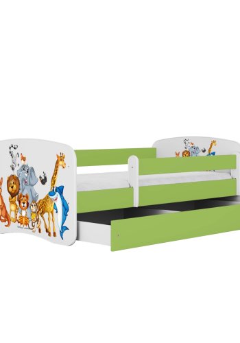 KOCOT KIDS Seng babydreams grnne dyr med skuffe med madras 180/80