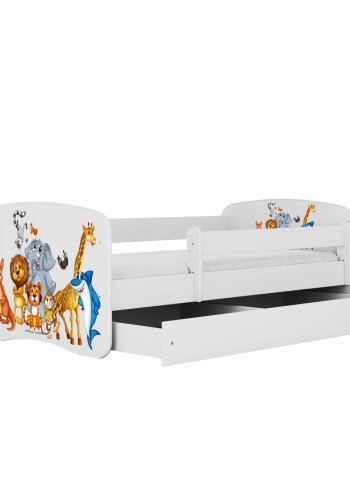 KOCOT KIDS Seng babydreams white animals uden skuffe med madras 140/70