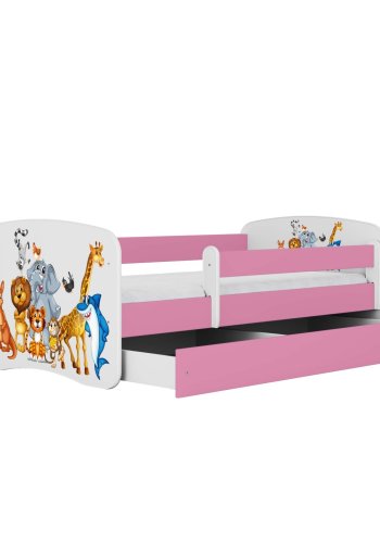 KOCOT KIDS Seng babydreams lyserde dyr med skuffe med madras 140/70