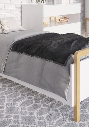 Victor juniorseng, inkl. lamelbund, uden madras - hvid laminat og natur eg (180x80)