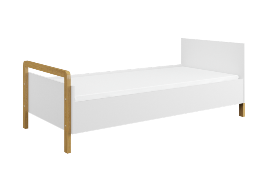 Victor juniorseng, inkl. lamelbund og madras - hvid laminat og natur eg (180x80)