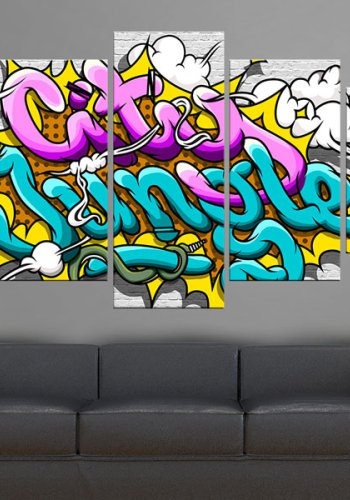 ARTGEIST billede, 5-delt - Graffiti: city jungle - Flere strrelser