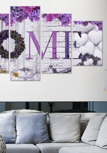 ARTGEIST billede, 5-delt - Purple House - Flere strrelser