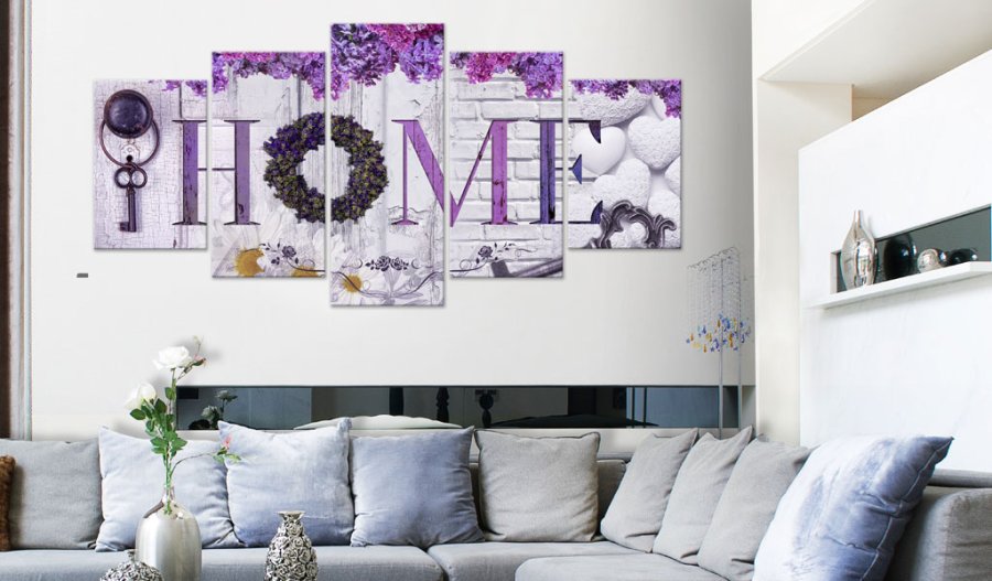 ARTGEIST billede, 5-delt - Purple House - Flere strrelser