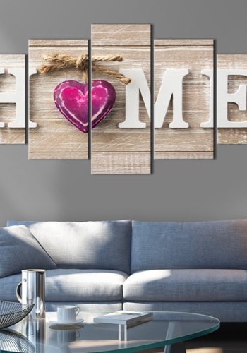 ARTGEIST billede, 5-delt - Home: Pink Heart - Flere strrelser
