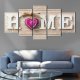 ARTGEIST billede, 5-delt - Home: Pink Heart - Flere strrelser