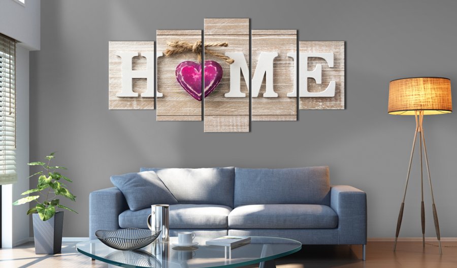 ARTGEIST billede, 5-delt - Home: Pink Heart - Flere strrelser
