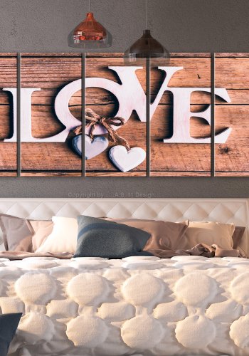 ARTGEIST billede, 5-delt - Wooden Letters Narrow - Flere strrelser