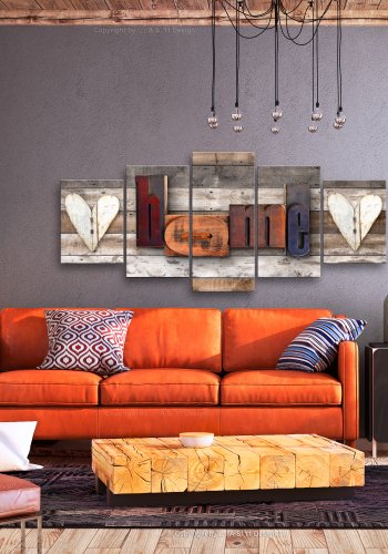 ARTGEIST billede med tekst, 5-delt - Enchanted Cottage Wide - Flere strrelser