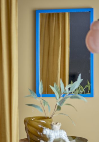 BLOOMINGVILLE Atle vgspejl, rektangulr - spejlglas og bl MDF (40x60)
