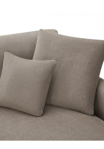 Maggie sofa, m. venstre chaiselong og 4 pyntepuder - brun stof og sort metal