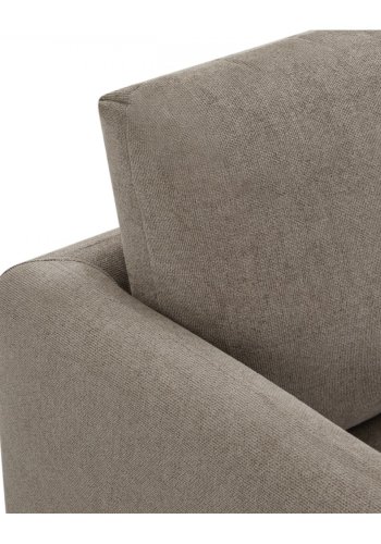 Maggie sofa, m. venstre chaiselong og 4 pyntepuder - brun stof og sort metal