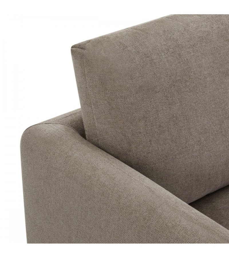 Maggie sofa, m. venstre chaiselong og 4 pyntepuder - brun stof og sort metal