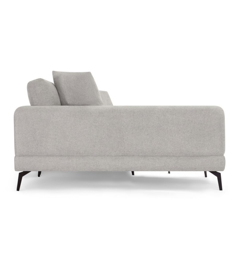 Maggie sofa, m. venstre chaiselong og 4 pyntepuder - gr og sort metal