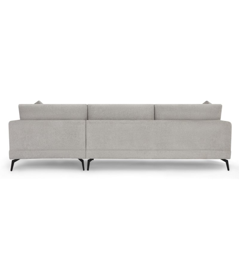  Maggie sofa, m. hjre chaiselong og 4 pyntepuder - gr og sort metal