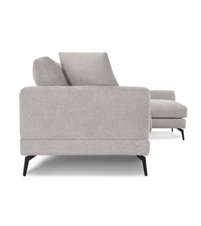  Maggie sofa, m. hjre chaiselong og 4 pyntepuder - gr og sort metal