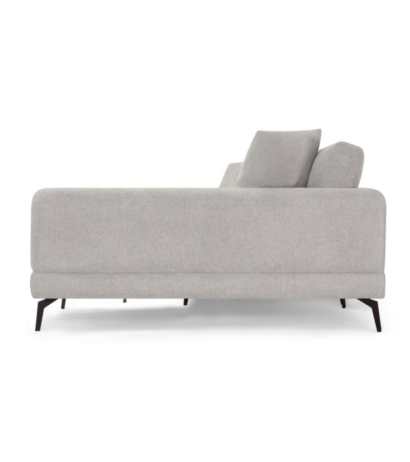  Maggie sofa, m. hjre chaiselong og 4 pyntepuder - gr og sort metal