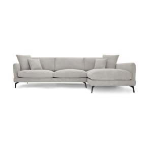  Maggie sofa, m. hjre chaiselong og 4 pyntepuder - gr og sort metal