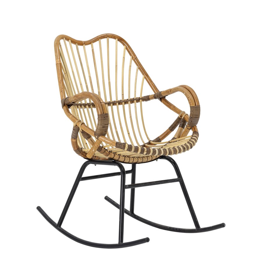BLOOMINGVILLE Reine gyngestol, m. armln - natur rattan og sort metal
