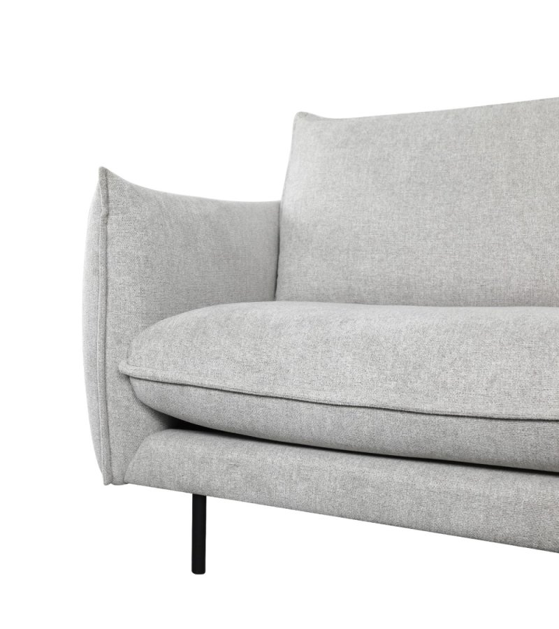 Milano 2 pers. sofa - lysegr stof og sort metal