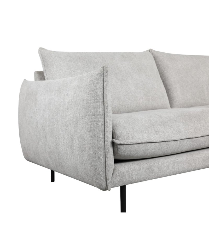 Milano 2 pers. sofa - lysegr stof og sort metal