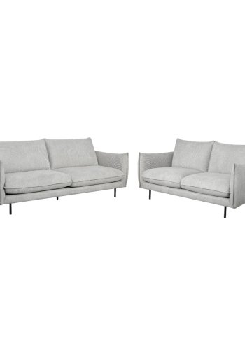 Milano 2 pers. sofa - lysegr stof og sort metal