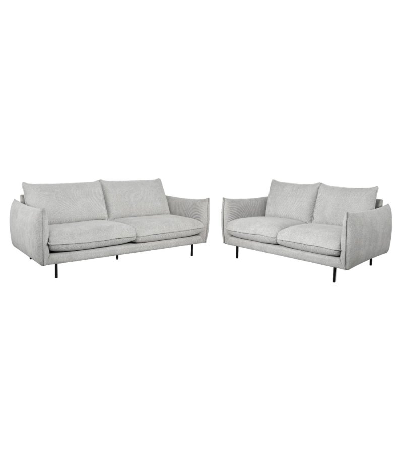 Milano 2 pers. sofa - lysegr stof og sort metal