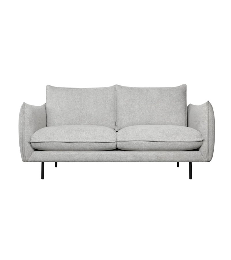 Milano 2 pers. sofa - lysegr stof og sort metal