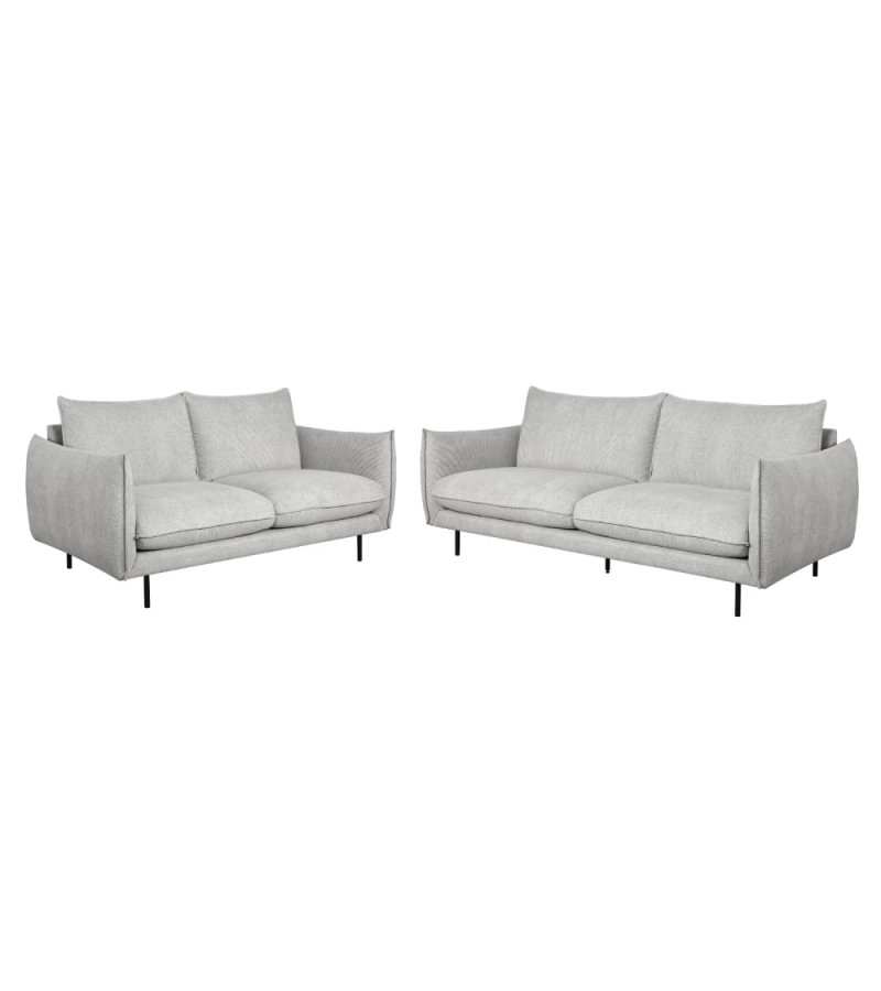 Milano 3 pers. sofa - lysegr stof og sort metal