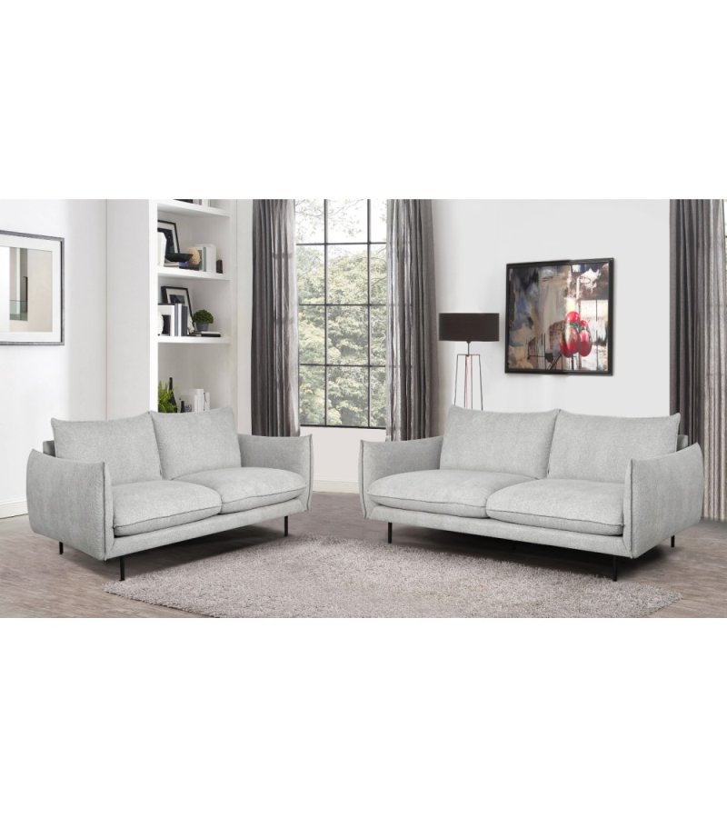 Milano 3 pers. sofa - lysegr stof og sort metal