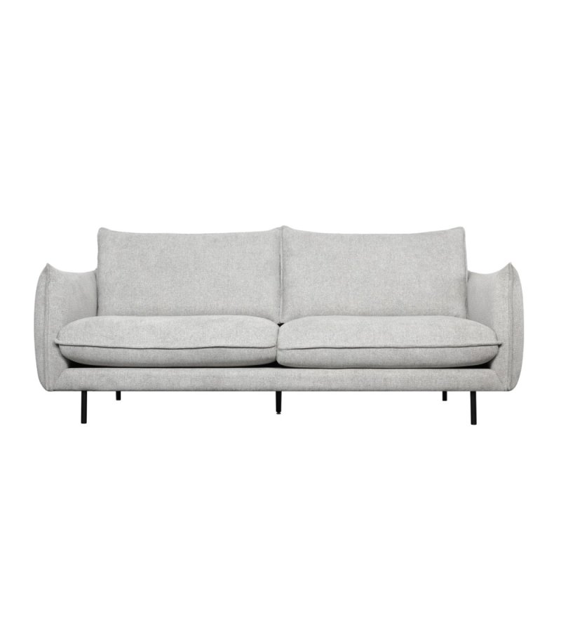 Milano 3 pers. sofa - lysegr stof og sort metal