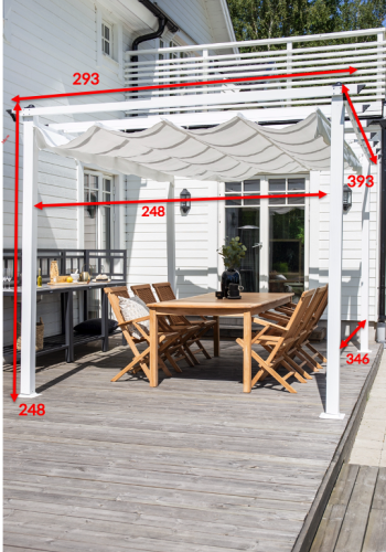 VENTURE DESIGN Lazio pergola, rektangulr - hvid polyester og hvid aluminium (393x293)