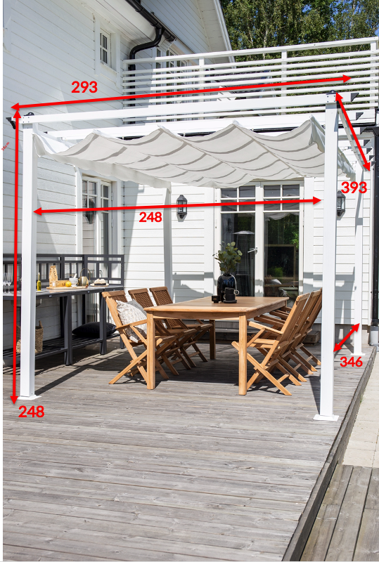 VENTURE DESIGN Lazio pergola, rektangulr - hvid polyester og hvid aluminium (393x293)