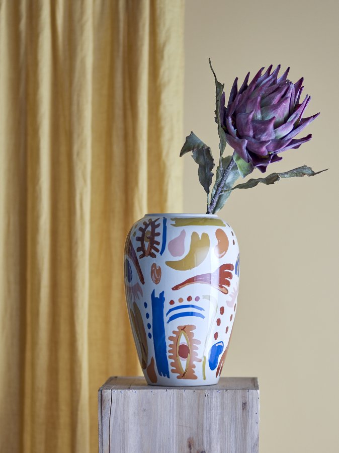 BLOOMINGVILLE Horus vase - orange og multifarvet stentj