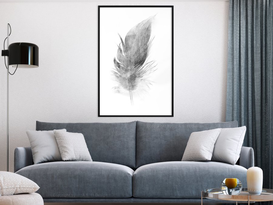 ARTGEIST Plakat med ramme - Lost Feather (Grey)