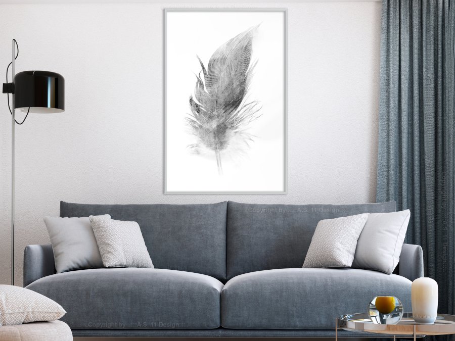 ARTGEIST Plakat med ramme - Lost Feather (Grey)