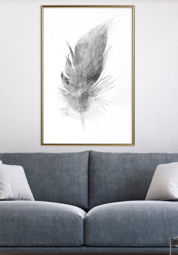 ARTGEIST Plakat med ramme - Lost Feather (Grey)