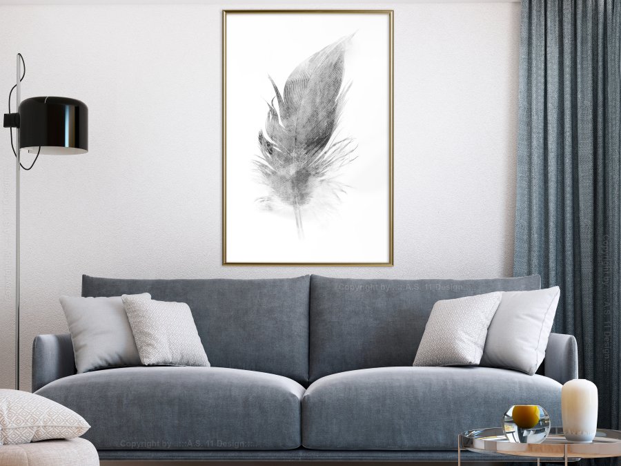 ARTGEIST Plakat med ramme - Lost Feather (Grey)