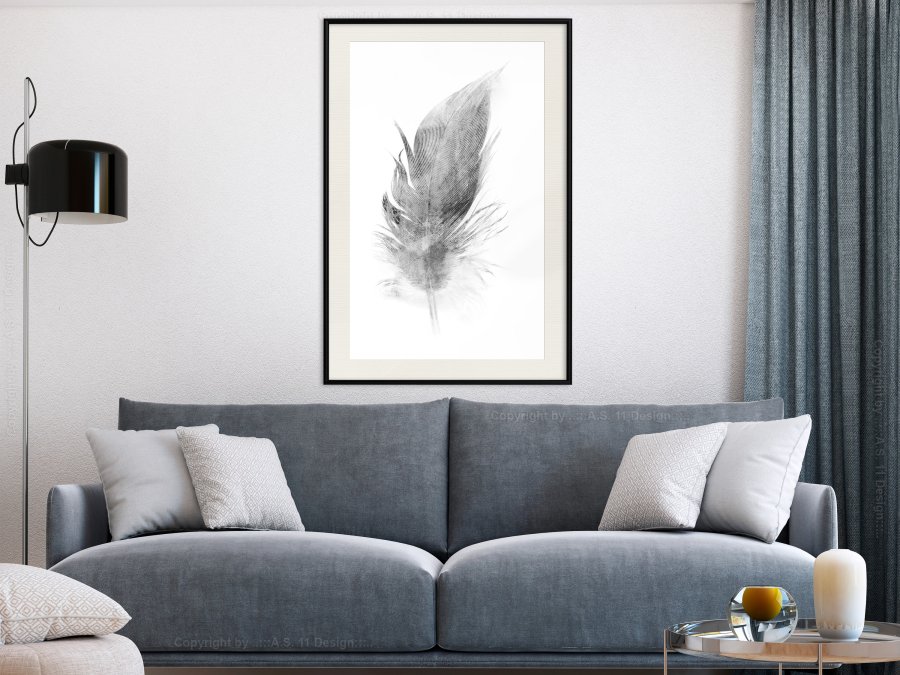 ARTGEIST Plakat med ramme - Lost Feather (Grey)