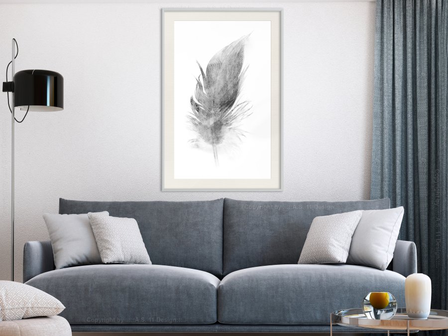 ARTGEIST Plakat med ramme - Lost Feather (Grey)