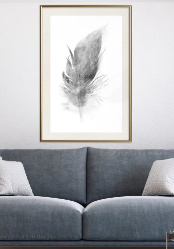 ARTGEIST Plakat med ramme - Lost Feather (Grey)