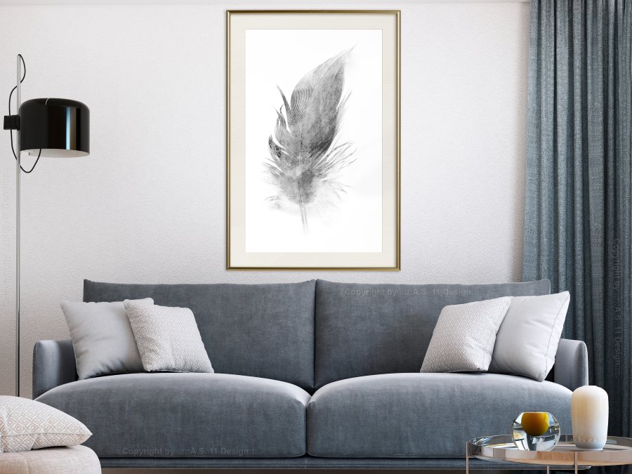 ARTGEIST Plakat med ramme - Lost Feather (Grey)