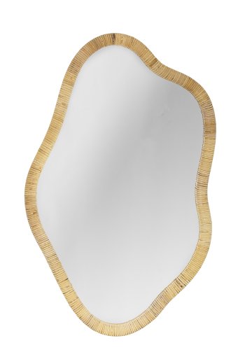 BLOOMINGVILLE Ashlie vgspejl, organisk - spejlglas og natur rattan (80x50)