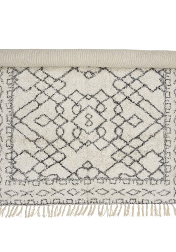 BLOOMINGVILLE Jaqueline gulvtppe, rektangulr - hvid og sort bomuld (200x140)