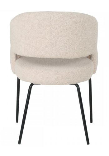 Natalie spisebordsstol, m. armln - beige bouclé stof og sort metal