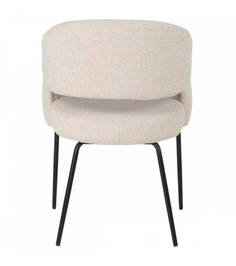 Natalie spisebordsstol, m. armln - beige bouclé stof og sort metal