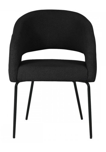 Natalie spisebordsstol, m. armln - sort bouclé stof og sort metal